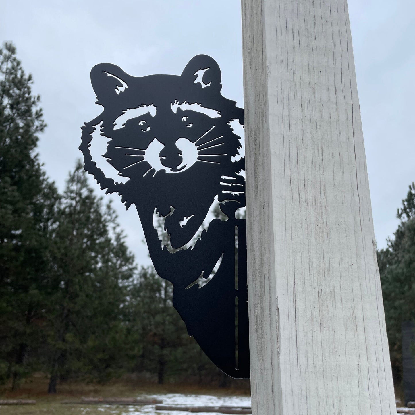 Peek-a-Boo Flipping Off Bigfoot Metal Sign