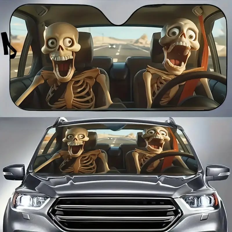 😂Blizkox™ Funny Alien Skeleton Windshield Sunshade💀