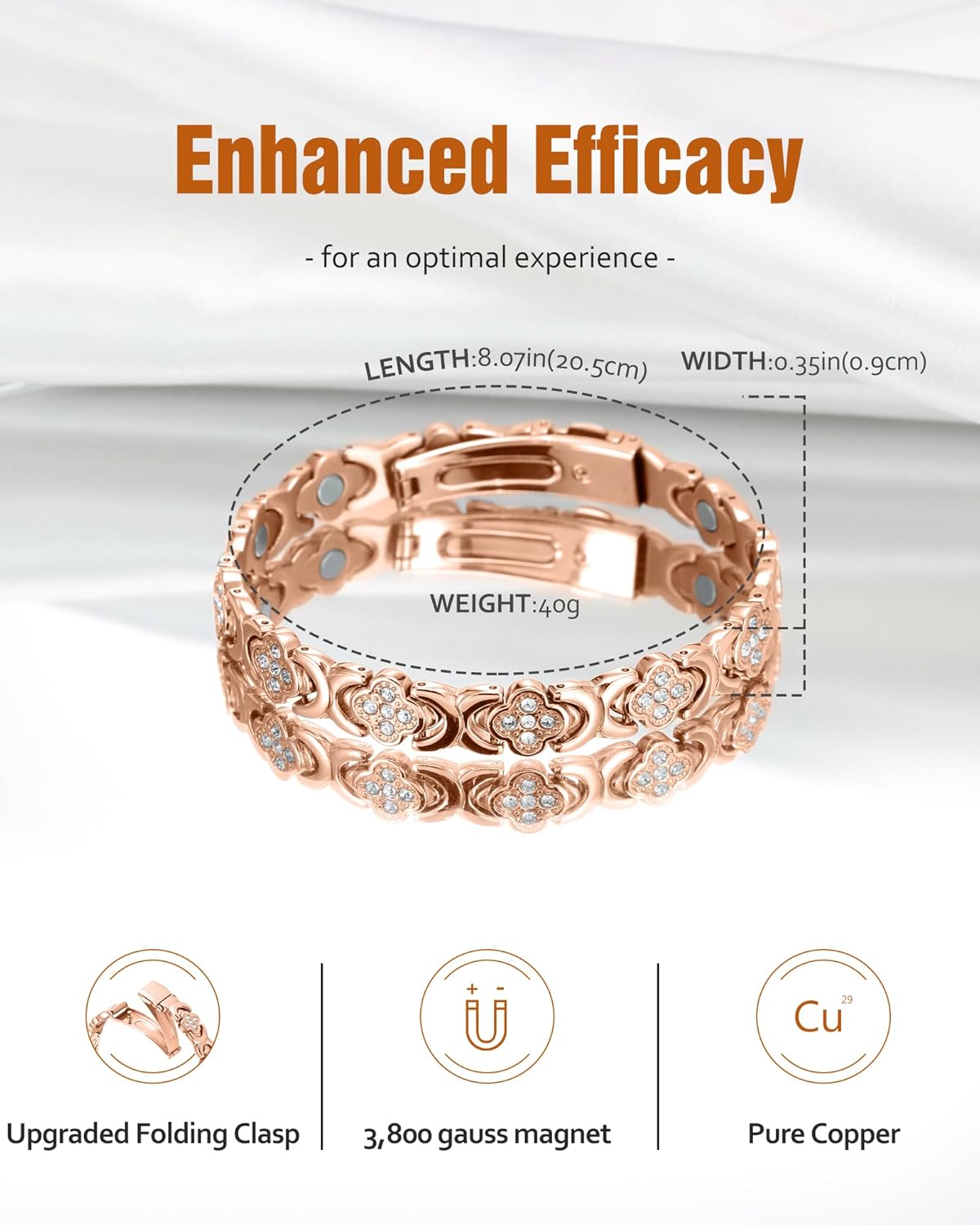 🔥 60% OFF – Last 3 Hours! ⏰ TAILEDEN® Magnetic Copper Bracelet for Women | Pure Copper + 3800 Gauss Magnets