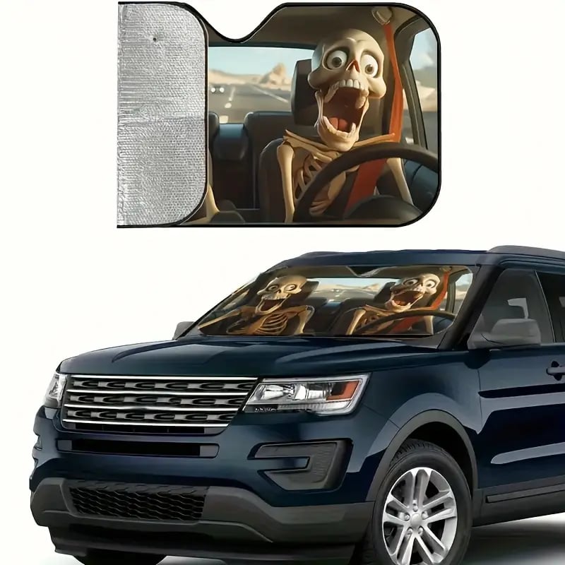 😂Blizkox™ Funny Alien Skeleton Windshield Sunshade💀