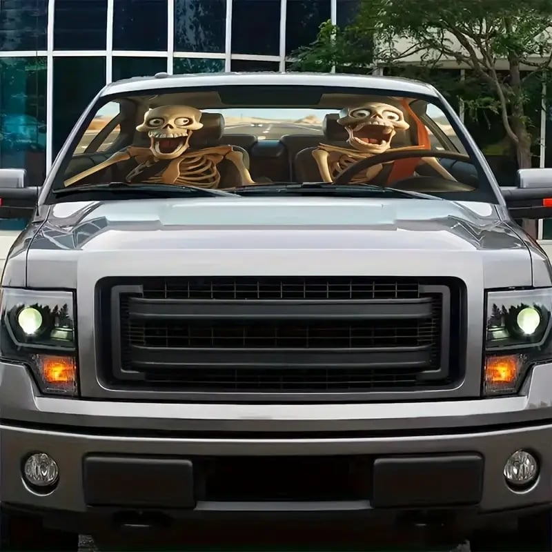 😂Blizkox™ Funny Alien Skeleton Windshield Sunshade💀
