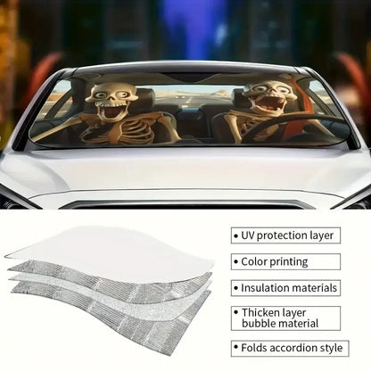 😂Blizkox™ Funny Alien Skeleton Windshield Sunshade💀