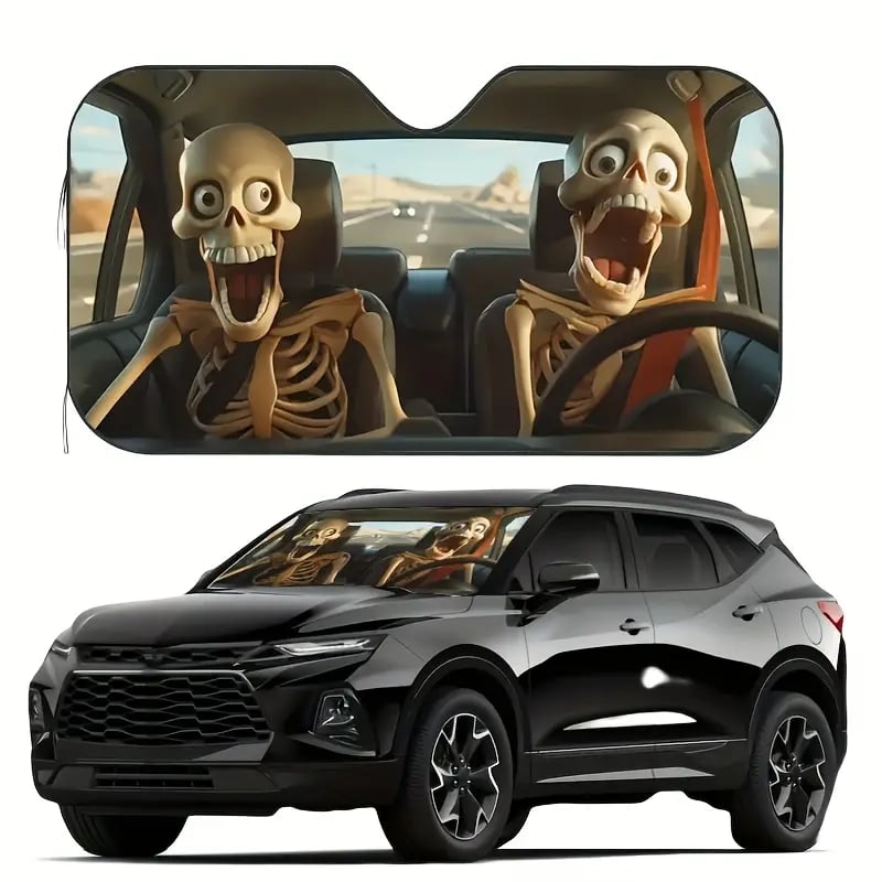 😂Blizkox™ Funny Alien Skeleton Windshield Sunshade💀